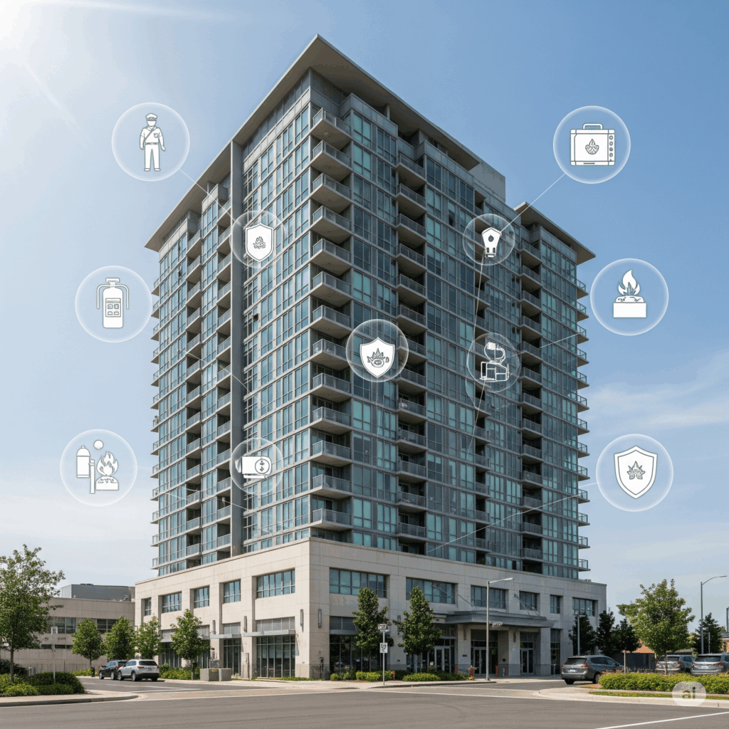 Seguro condominial protege condomínio contra incêndios, roubos e danos estruturais.