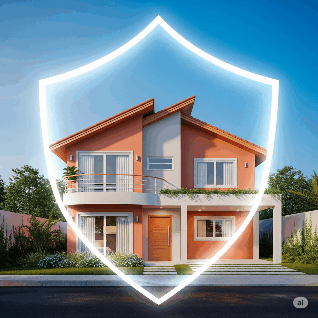 Casa protegida por seguro residencial com principais coberturas